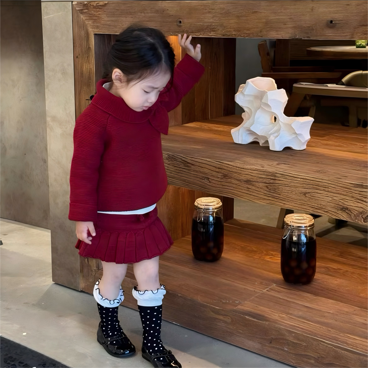 女童秋冬新款毛衣套装女宝宝新年氛围感洋气蝴蝶结针织上衣半身裙,淘宝优惠券,粉丝福利购,淘宝优惠卷