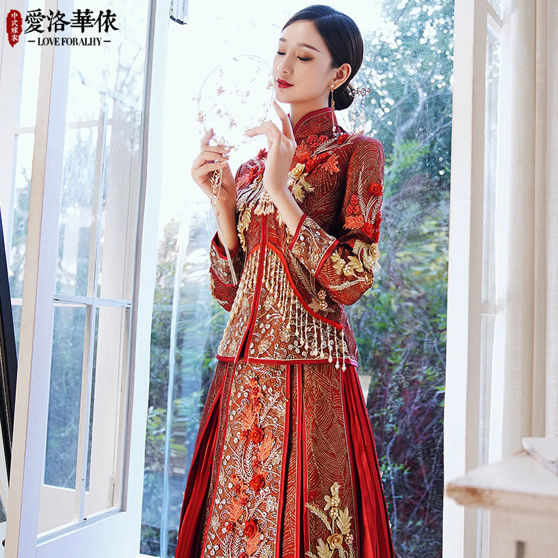 秀禾服2020秋冬结婚中式秀禾敬酒服 爱洛华依旗袍