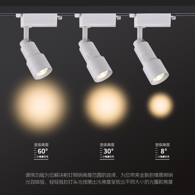 15度光束角射灯明装博物馆餐厅3度8度小角度聚光氛围灯36度可调焦-图2