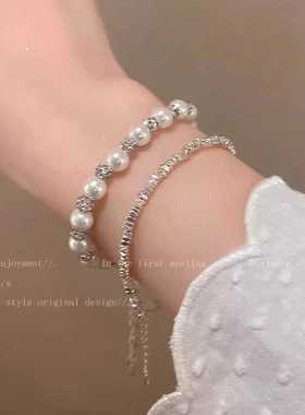 闺蜜碎银子珍珠串珠手链女百搭