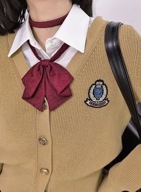 JK蝴蝶结免打领结制服配饰日系千鸟格条纹