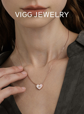 【试用链接】VIGG恋心项链女粉贝母爱心纯银锁骨链