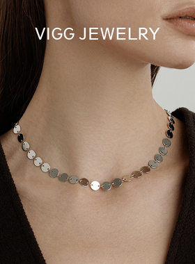 项链女锁骨链吊坠竹节圆片