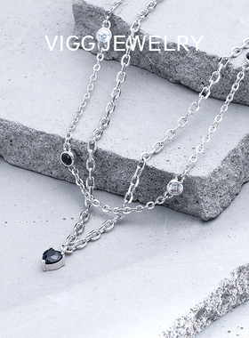 VIGG黑桃心项链双层叠搭女高级感