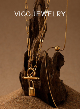 VIGG锁头双层叠戴项链女小众设计
