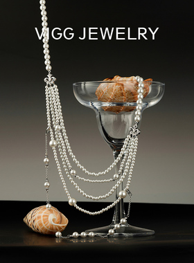 VIGG珠光鸢尾项链女精致高级感叠戴2025新款小众设计贝珠时尚百搭