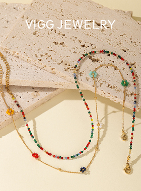 VIGG莫奈花园项链女高级设计感2025年新款时尚轻奢百搭串珠配饰品