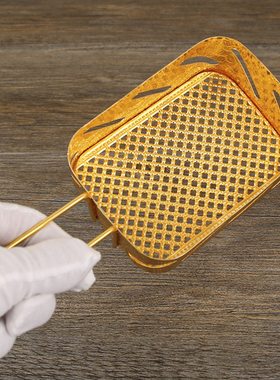 欧式复古金色花纹阿拉欧式薯条盒复古工艺品轻奢创意餐厅工艺摆件