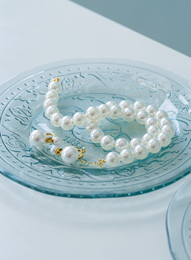 首饰收纳盘复古浮雕环保再生玻璃