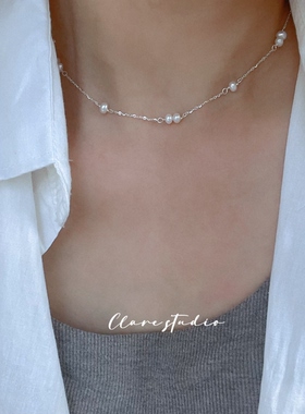 原创纯银满天星珍珠项链可调节