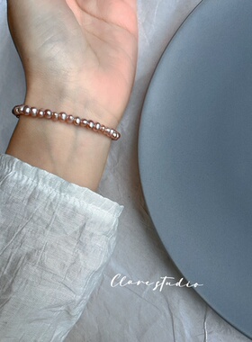 微瑕淡水紫珍珠纯银防过敏手链