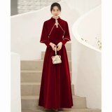 Вечернее платье, демисезонный бордовый бархатный лонгслив, большой размер, коллекция 2023