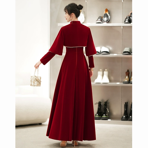 Вечернее платье, демисезонный бордовый бархатный лонгслив, большой размер, коллекция 2023