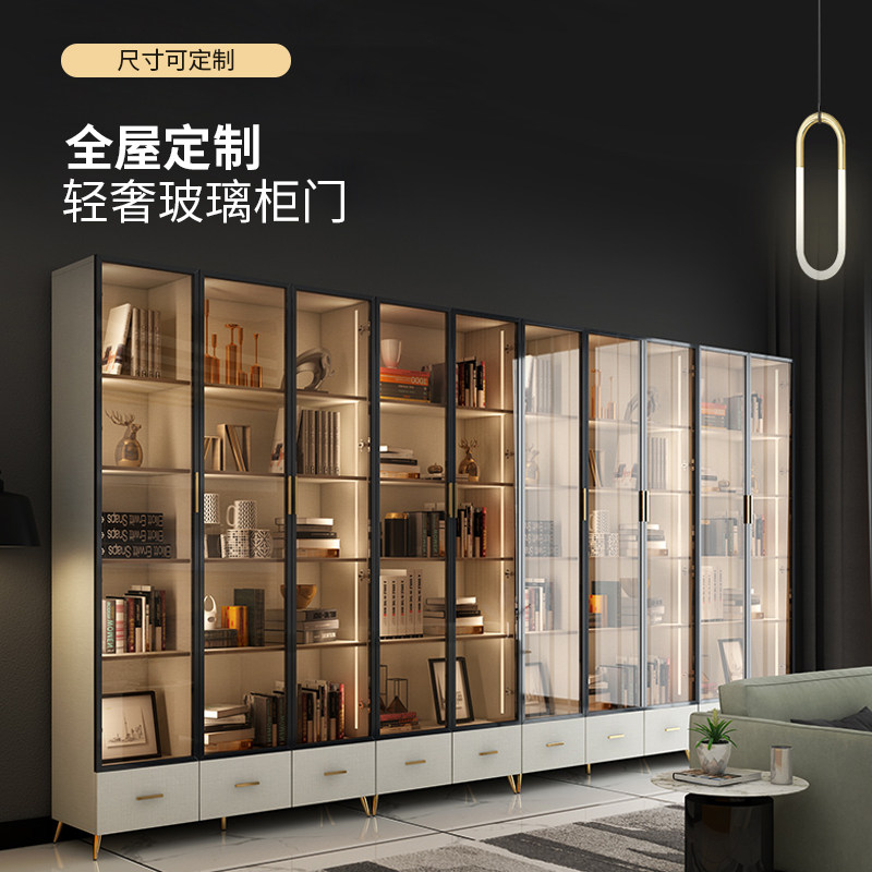 极简玻璃柜门极窄铝框玻璃门长虹钢化玻璃衣柜酒柜书柜橱柜门定制,淘宝优惠券,粉丝福利购,淘宝优惠卷