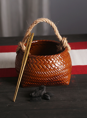 陶瓷仿竹炭钵手提炭篮子核桃炭篮提梁功夫橄榄碳乌榄碳炉木炭碳盆