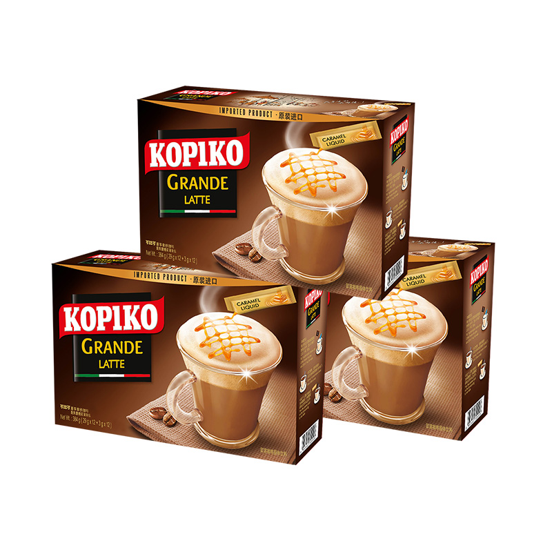 印尼进口kopiko可比可拿铁意式三合一咖啡粉速溶咖啡3盒装1152克-图0