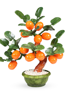 玉石金桔橘子树摆件客厅招财乔迁