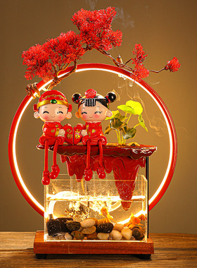 结婚新婚礼婚房装饰陶瓷流水摆件