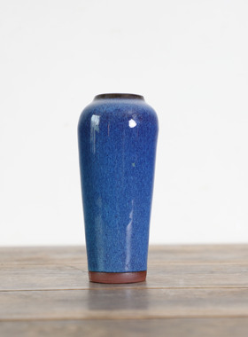 日月堂花瓶紫砂蓝色古董老物件