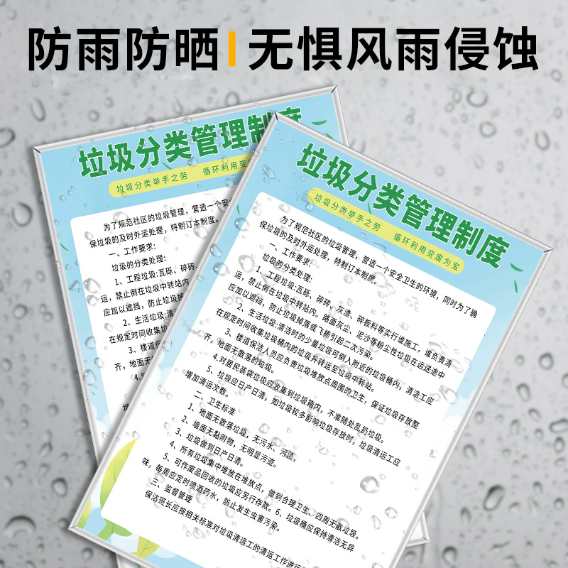 垃圾分类的益处管理制度公示牌有害垃圾厨余垃圾可物其他垃圾投放指导保洁员工作职责垃圾分类操作规程 - 图1