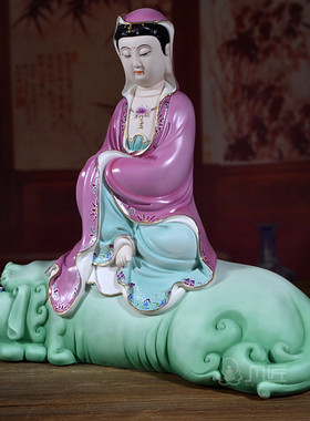 供奉佛像文殊菩萨守护神德化陶瓷