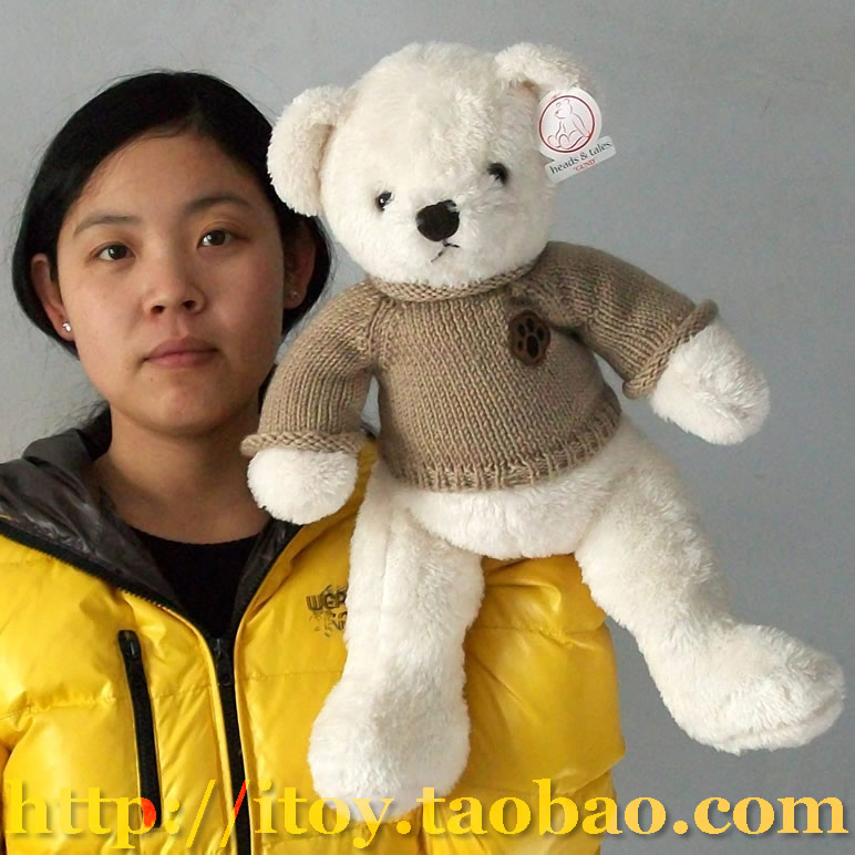 可爱限量脚印毛衣珍藏版泰迪熊毛绒熊抱抱熊毛绒熊熊公仔生日礼物 - 图1