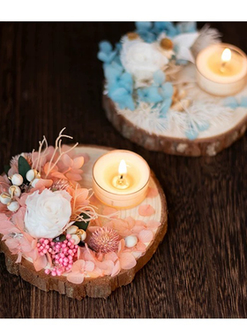 圣诞节永生花diy材料包自制烛台送女友闺蜜生日礼物