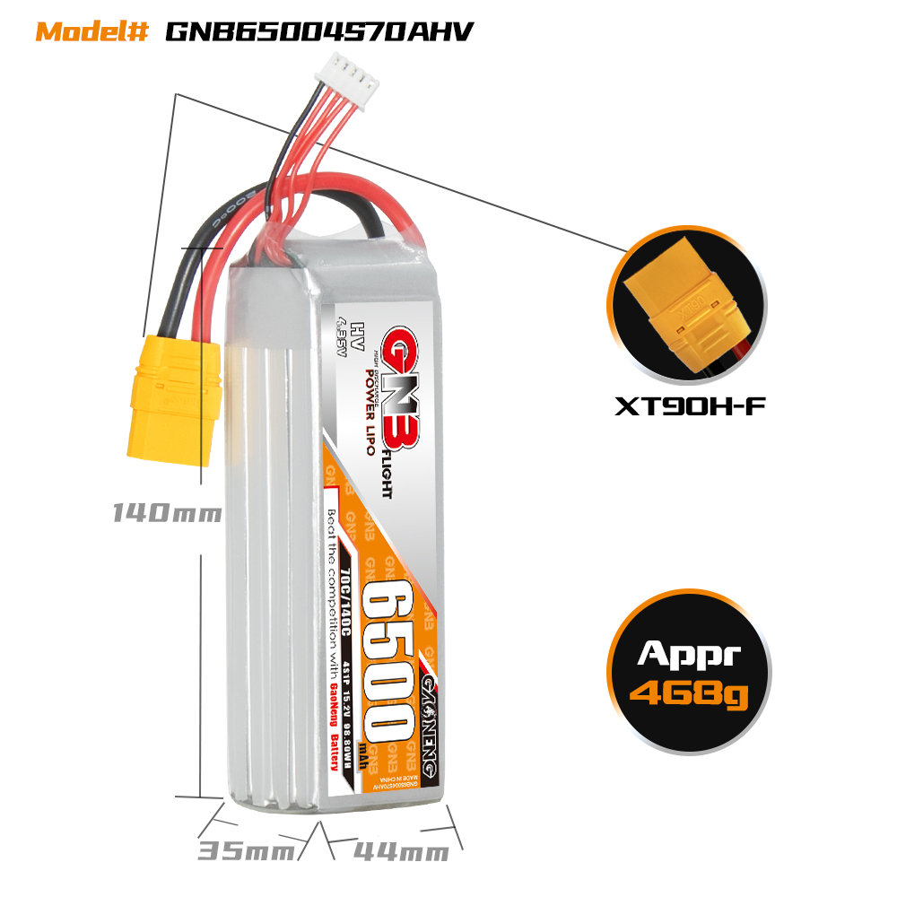 GNB高能6500mAh 4S 15.2V 70C HV固定翼RC航模模型锂电池 直升机 - 图0