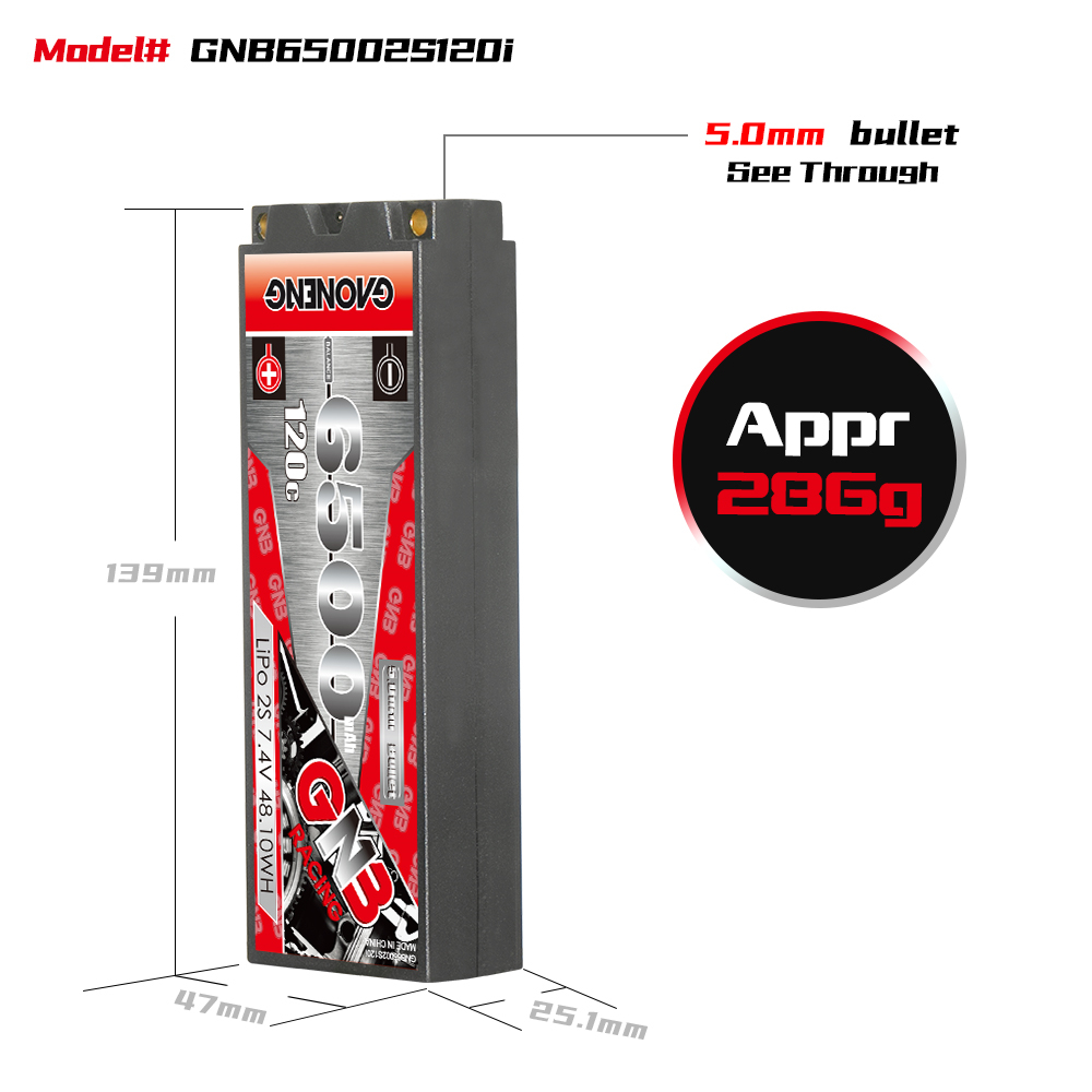 GNB高能6500mAh 2S2P 7.4V 120C遥控RC模型1/10越野车竞速锂电池 - 图0