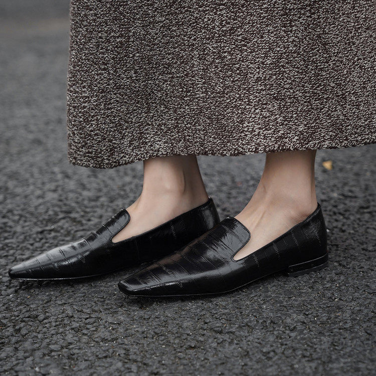 高级感方头低跟一脚蹬深口真皮单鞋通勤小皮鞋气质乐福鞋女鞋子潮,淘宝优惠券,粉丝福利购,淘宝优惠卷