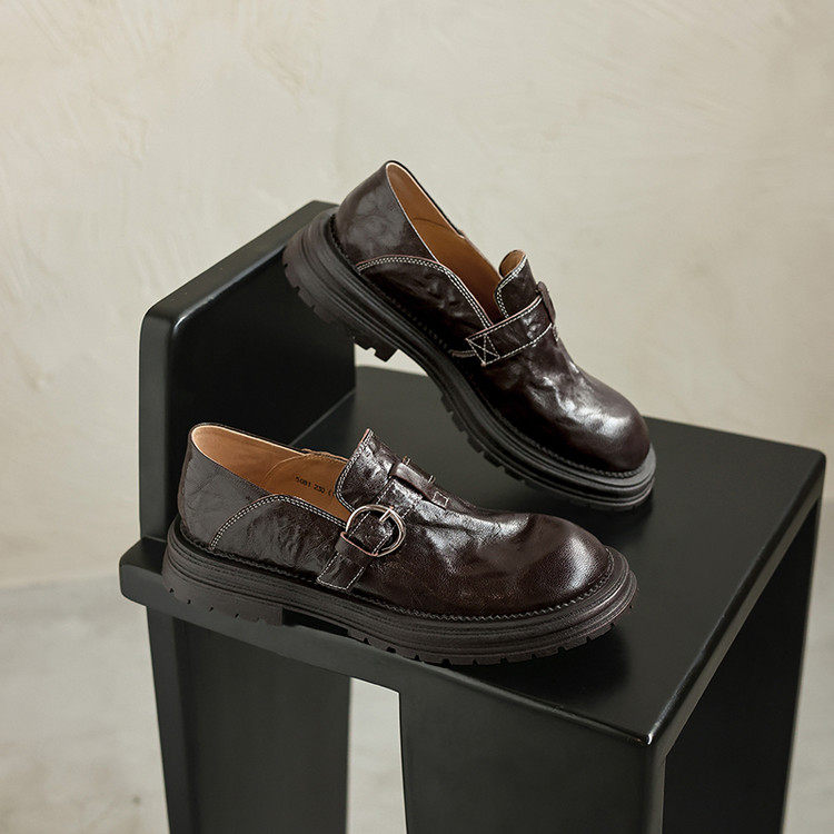 复古皮带扣一脚蹬乐福鞋女2026春季深口单鞋圆头厚底小皮鞋子,淘宝优惠券,粉丝福利购,淘宝优惠卷