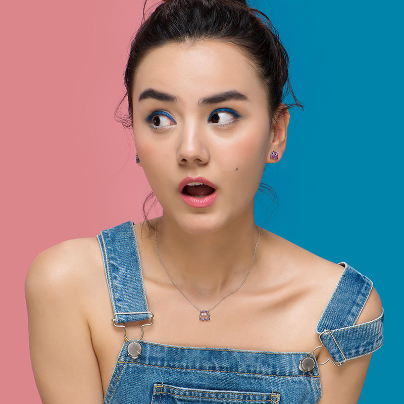 何方珠宝迷你吃豆人耳钉 纯银女个姓耳环耳饰 925 HEFANG Jewelry 何方珠宝迷你吃豆人耳钉 纯银女个姓耳环耳饰 925 HEFANG Jewelry