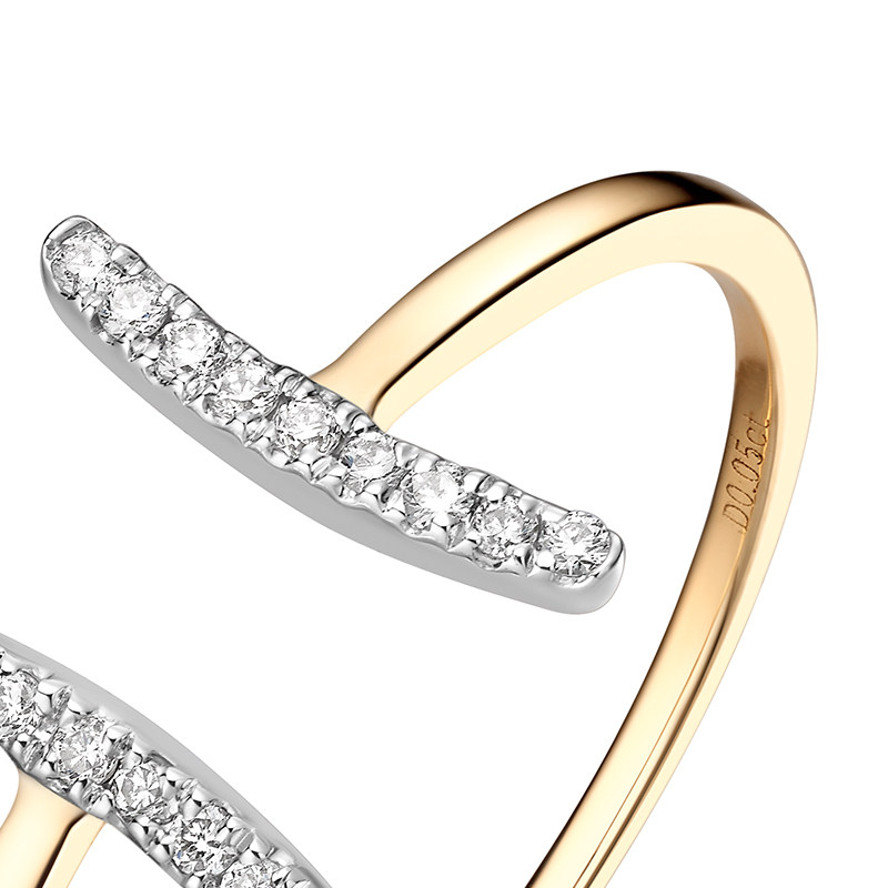 hefang双子座18k金钻石女高档指环 HEFANG Jewelry手饰