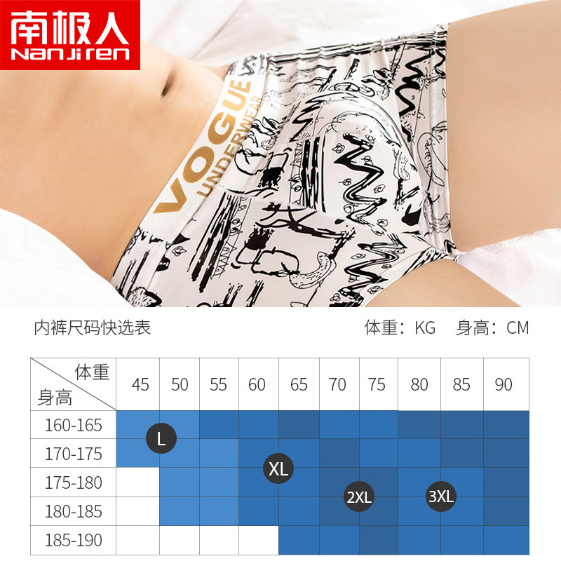 南极人冰丝男式平角夏天宽松头短裤 南极人明淘内裤