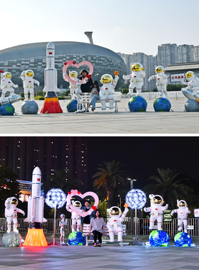 良泽玻璃钢户外太空人宇航员雕塑