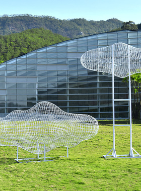 不锈钢云朵兔子松鼠蜗牛小鸟雕塑