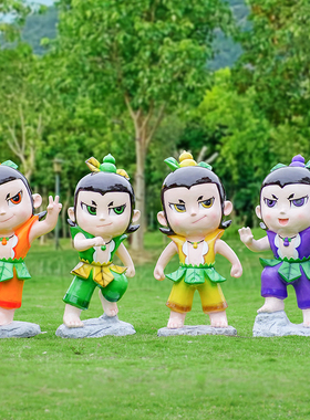 玻璃钢卡通户外葫芦娃雕塑