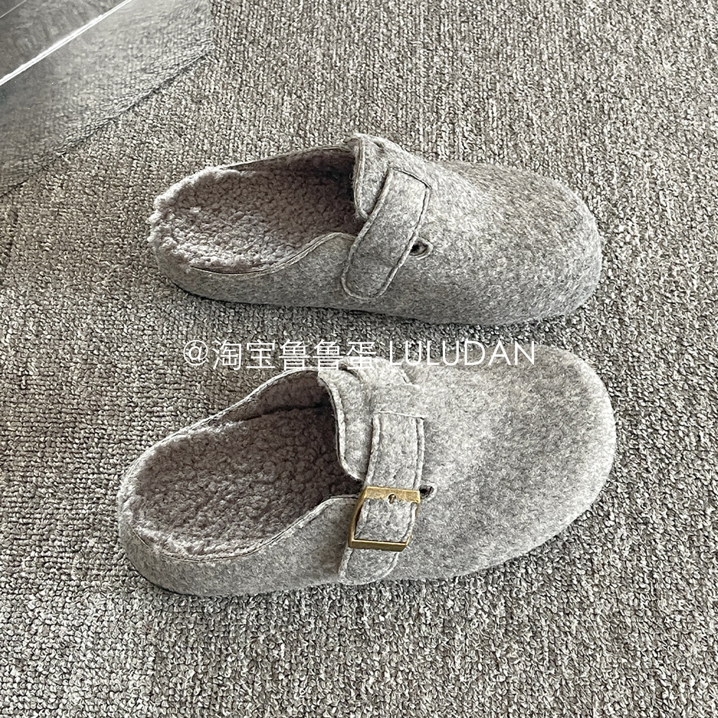 鲁鲁蛋冬季厚底毛毛拖鞋女外穿2025新款包头半拖鞋加绒保暖二棉鞋,淘宝优惠券,粉丝福利购,淘宝优惠卷
