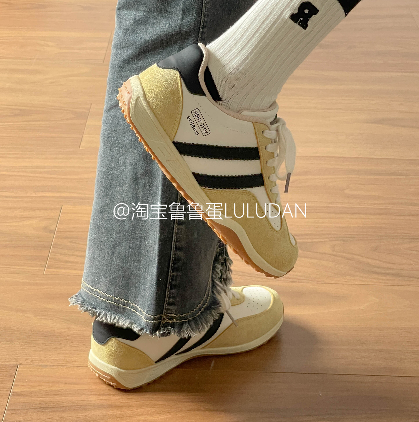 鲁鲁蛋厚底小白鞋女款2025新款春秋韩系板鞋子女鞋百搭学生休闲鞋 - 图0