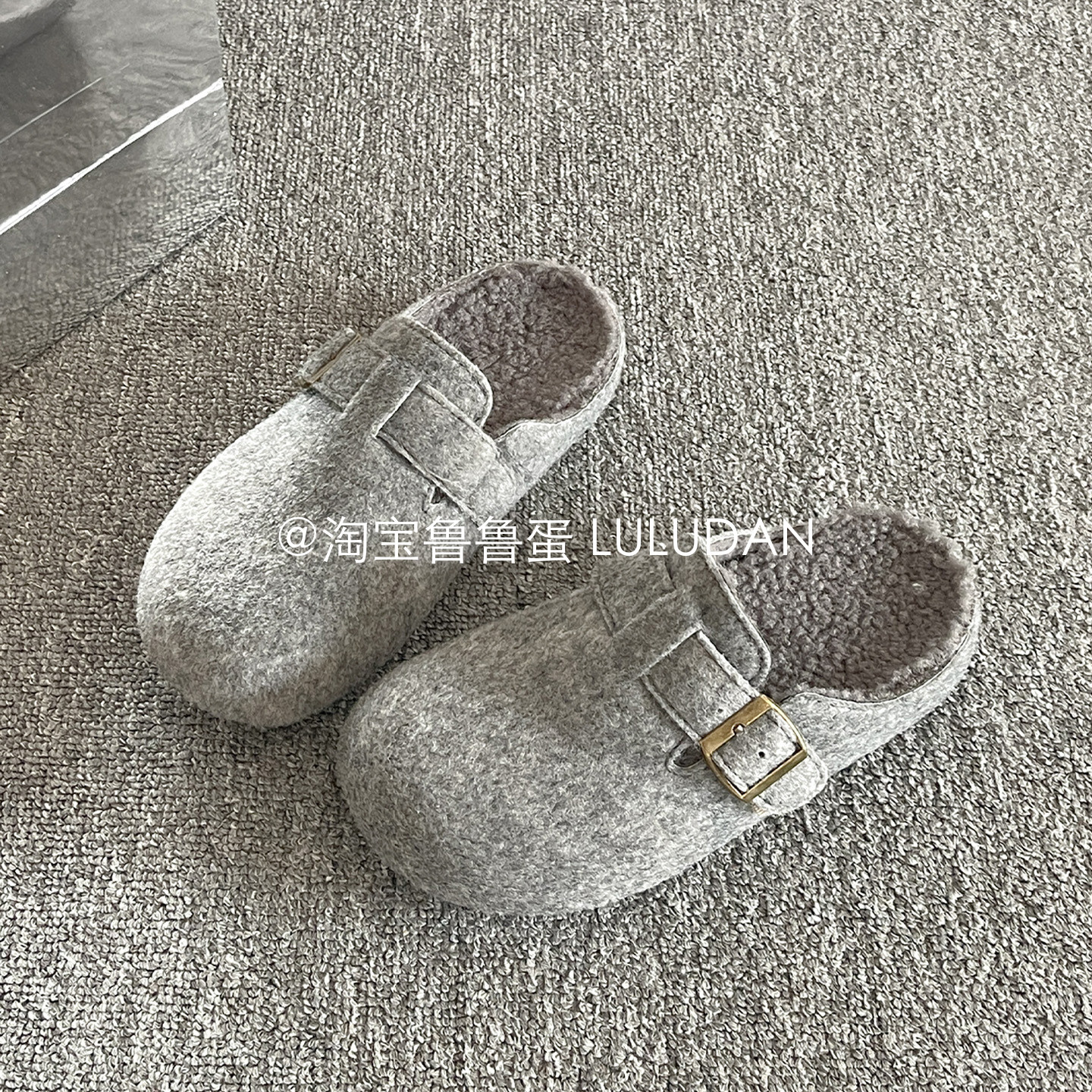 鲁鲁蛋冬季厚底毛毛拖鞋女外穿2025新款包头半拖鞋加绒保暖二棉鞋,淘宝优惠券,粉丝福利购,淘宝优惠卷