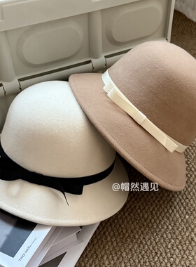 帽子女羊毛呢帽秋冬时尚百搭渔夫