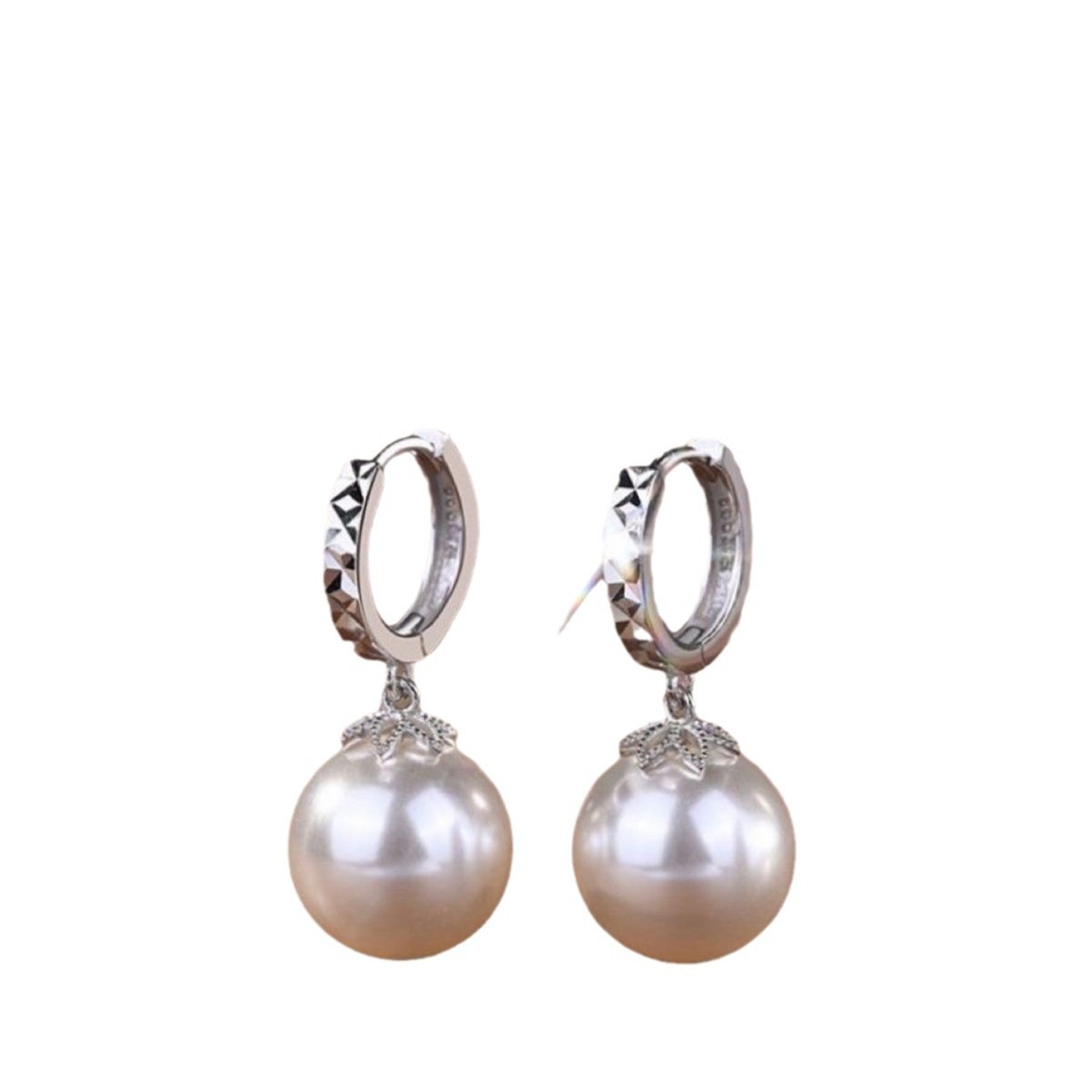 2025新款S999足银珍珠耳环女简约时尚百搭耳坠纯银耳饰车花耳扣圈,淘宝优惠券,粉丝福利购,淘宝优惠卷