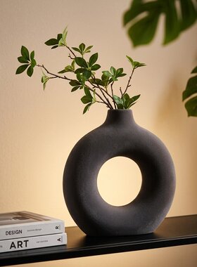 北欧圆环哑光花瓶客厅卧室摆件