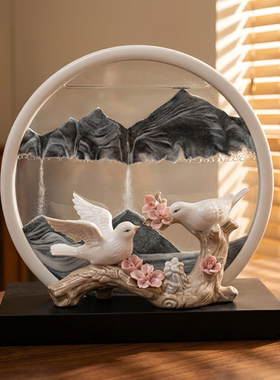 创意流沙画花鸟客厅书房摆件