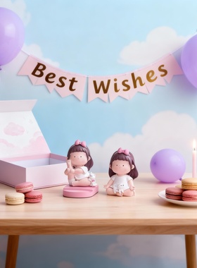 多巴胺风卡通人物生日派对摆件