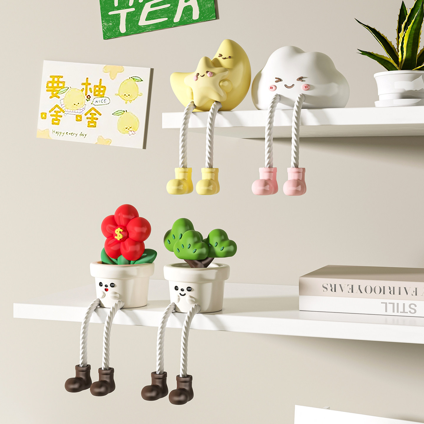 可爱有钱花吊脚娃娃桌面家居洞洞板置物架书柜儿童房书桌装饰摆件,淘宝优惠券,粉丝福利购,淘宝优惠卷