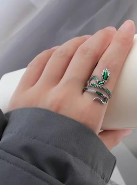 s925纯银蛇盘绕戒指女ins冷淡风