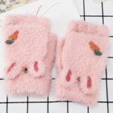 Перчатки, зимний милый мультяшный удерживающий тепло рождественский комплект для школьников, в корейском стиле, без пальцев
