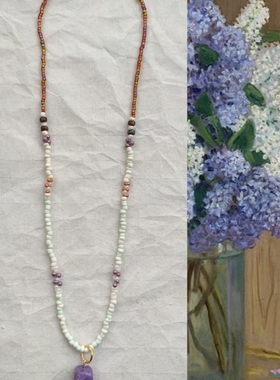 APAN原创《仲夏花之梦》手作时尚百搭彩色颈链可调节叠戴项链小众