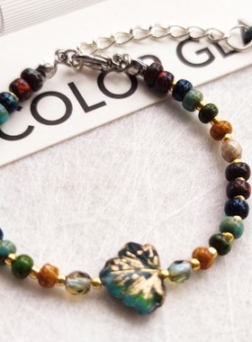 APAN原创《九色鹿》小众设计敦煌色复古捷克琉璃珠手链手环国风